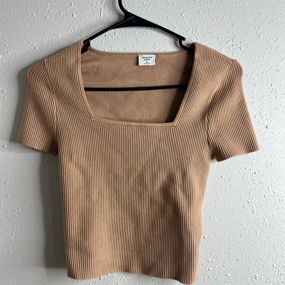 Abercrombie Ottoman Square Neck Sweater Crop Tee XS - Picture 2 of 4